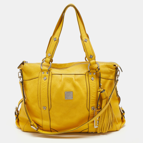 MCM Bags Mcm Yellow Leather Zip Tassel Shoulder Bag Poshmark